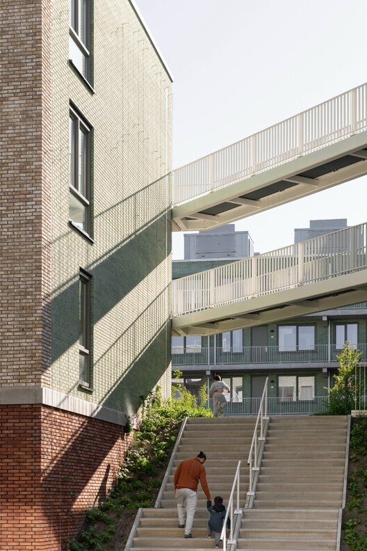 Steenzicht Social Housing  / JVST - Exterior Photography, Handrail, Stairs, Concrete, Balcony