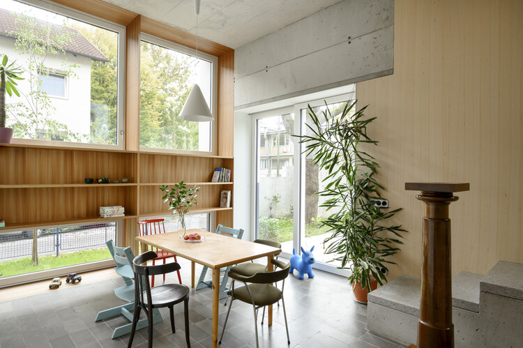 Renovation of two terraced houses of the housing cooperative "Progres - Mirje" Ljubljana / dans arhitekti - Interior Photography, Renovation, Table, Lighting, Chair