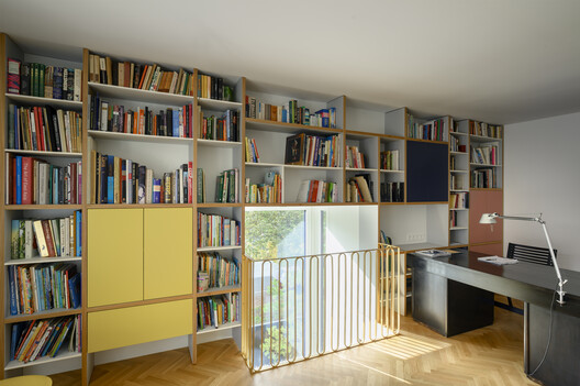 Renovation of two terraced houses of the housing cooperative "Progres - Mirje" Ljubljana / dans arhitekti - Interior Photography, Closet, Shelving, Lighting, Chair