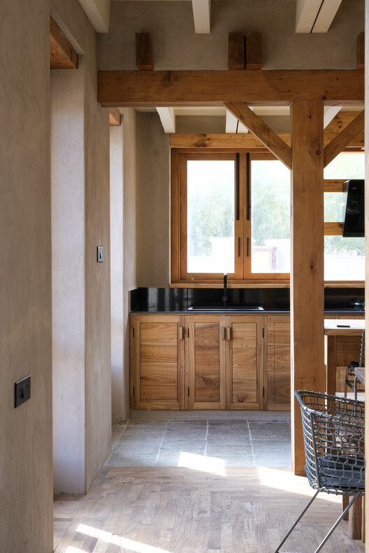 Gulzar’s Residence / Field Architects - Interior Photography, Kitchen, Wood, Countertop, Door, Chair, Beam