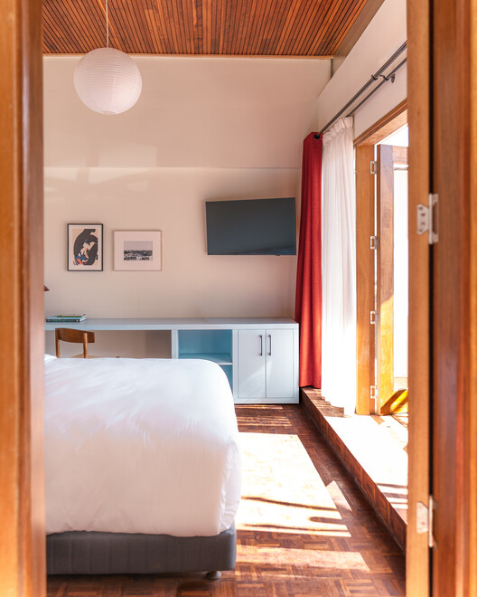 Céline & Lolo Hotel / Powerhouse Company Céline & Lolo Hotel / Powerhouse Company - Interior Photography, Bedroom, Wood, Lighting, Bed