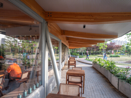 TBB Libraries – Hundred Flowers Park Libraries / Atelier Liu Yuyang Architects - Interior Photography, Wood, Chair, Deck