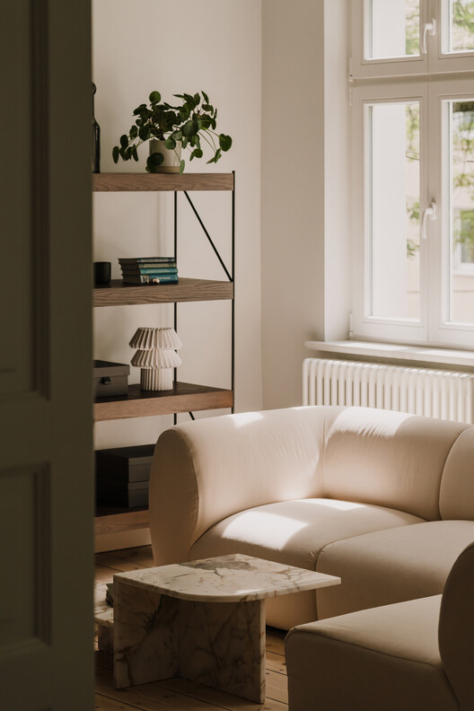 Apartment Interior within Poznań's Łazarz District / LBWA Apartment Interior within Poznań's Łazarz District / LBWA - Interior Photography, Living Room, Wood, Table, Chair