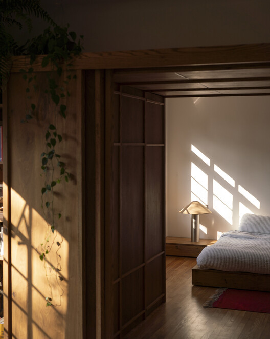 Refurbishment Popocatépetl 35 / Studio Font Refurbishment Popocatépetl 35 / Studio Font - Interior Photography, Bedroom, Wood, Lighting, Glass