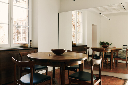 Enfants Rouges Apartment / Studio Carré - Interior Photography, Dining room, Table, Wood, Lighting, Chair