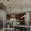 Brutalist Penthouse  / Barde + vanVoltt - Interior Photography, Apartment Interiors, Kitchen, Beam, Chair, Countertop