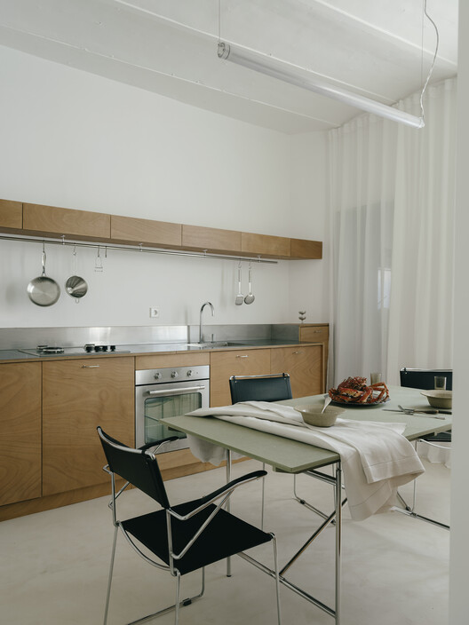 Lecomte Apartment / Atelier Orzan - Interior Photography, Kitchen, Wood, Countertop, Chair, Lighting, Table, Glass