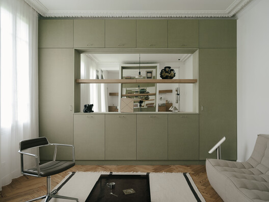 Lecomte Apartment / Atelier Orzan - Interior Photography, Kitchen, Wood, Lighting, Shelving, Chair
