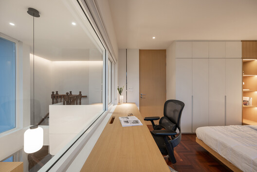 Reborn House / DARE – Design Arena + Research Reborn House / DARE – Design Arena + Research - Interior Photography, Wood, Lighting, Bed, Bedroom, Shelving