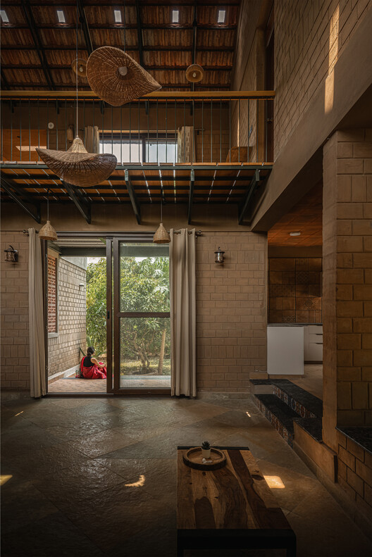 The Saffron Verandah House / HabitArt Architecture Studio The Saffron Verandah House / HabitArt Architecture Studio - Interior Photography, Wood, Lighting, Beam, Chair
