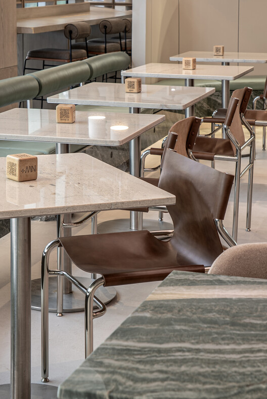 Restaurant Nectar Oum / Madarq studio Restaurant Nectar Oum / Madarq studio - Interior Photography, Chair, Wood, Table, Glass