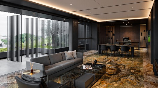 CMM (H)Office / Gets Architects - Interior Photography, Living Room, Table, Chair, Lighting, Sofa, Glass
