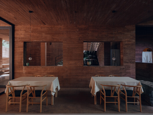 House WoQuanShanFang / Yinyuan Studio - Interior Photography, Dining room, Wood, Table, Chair