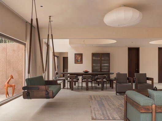 LJ House / Studio Saransh + IKSOI LJ House / Studio Saransh + IKSOI - Interior Photography, Living Room, Wood, Table, Chair, Lighting