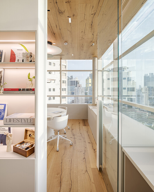 Sartoriale Offices / DOS - G arquitectos - Interior Photography, Wood, Lighting, Shelving, Table, Glass, Chair