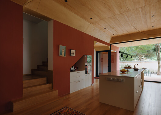 House of  Rasing the Umbrella / Chaoffice - Interior Photography, Kitchen, Wood, Lighting, Chair, Countertop