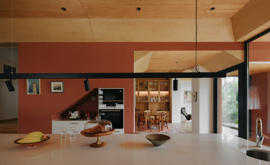 House of  Rasing the Umbrella / Chaoffice - Interior Photography, Kitchen, Wood, Lighting, Beam, Countertop, Chair