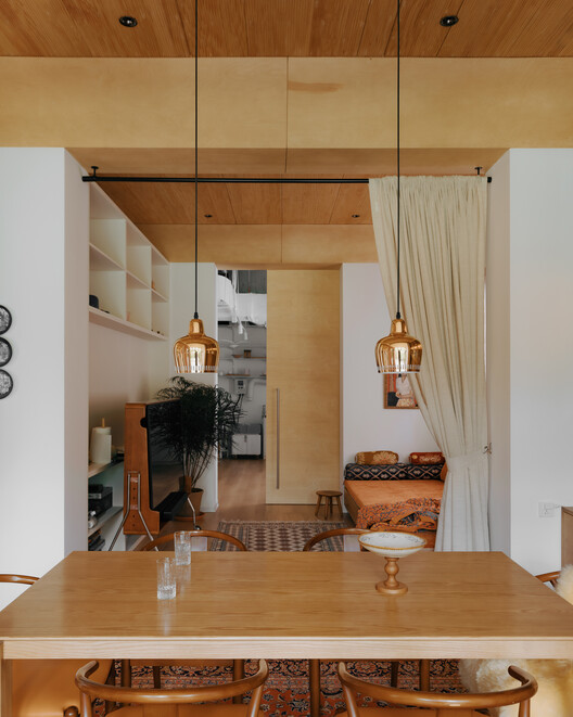 House of  Rasing the Umbrella / Chaoffice - Interior Photography, Kitchen, Wood, Table, Lighting, Chair