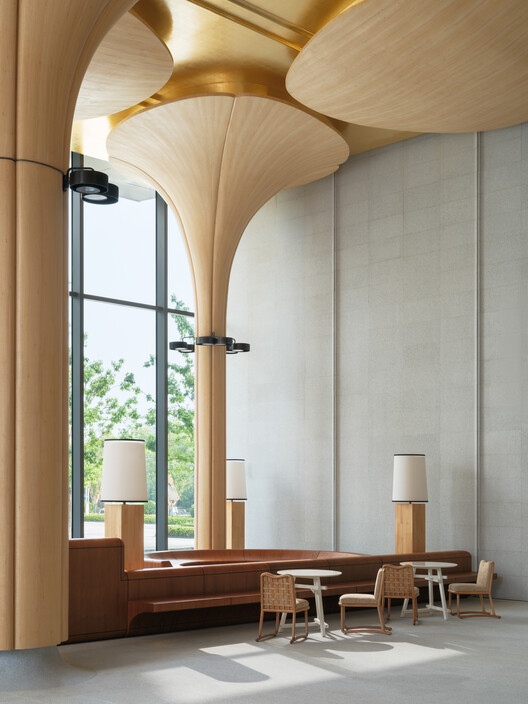 Ouse Fashion Lobby / say architects Ouse Fashion Lobby / say architects - Interior Photography, Wood, Glass, Column, Chair