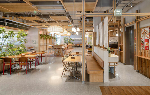 Wanhua Green Heart Food Market, Yunlang Canteen / XU Studio Wanhua Green Heart Food Market, Yunlang Canteen / XU Studio - Interior Photography, Dining room, Wood, Lighting, Glass, Chair