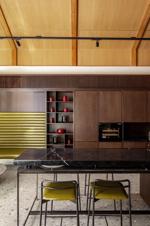 Lighthouse Residence / Architecture Discipline - Interior Photography, Kitchen, Wood, Table, Lighting, Chair, Glass, Countertop
