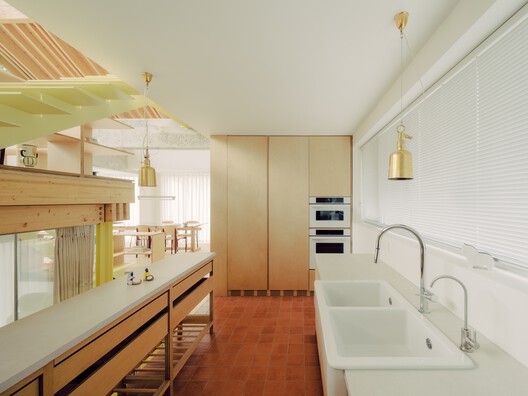Split-Level Apartment  / Shiye Architecture Design and Research Practice - Interior Photography, Kitchen, Wood, Lighting, Countertop, Sink