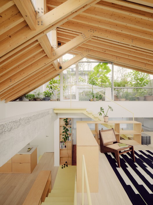 Split-Level Apartment  / Shiye Architecture Design and Research Practice - Interior Photography, Dining room, Wood, Stairs, Beam