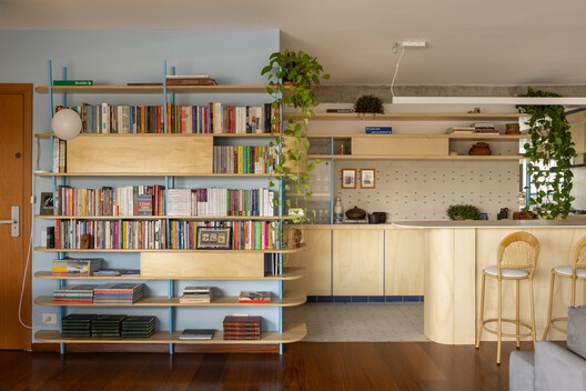 João Moura Apartment / Margem Arquitetos João Moura Apartment / Margem Arquitetos - Interior Photography, Closet, Shelving, Wood, Lighting, Chair