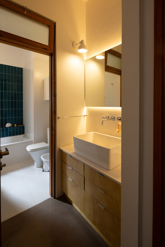 Paroissien House / Veronica Gilotaux Paroissien House / Veronica Gilotaux - Interior Photography, Bathroom, Sink, Wood, Lighting, Countertop