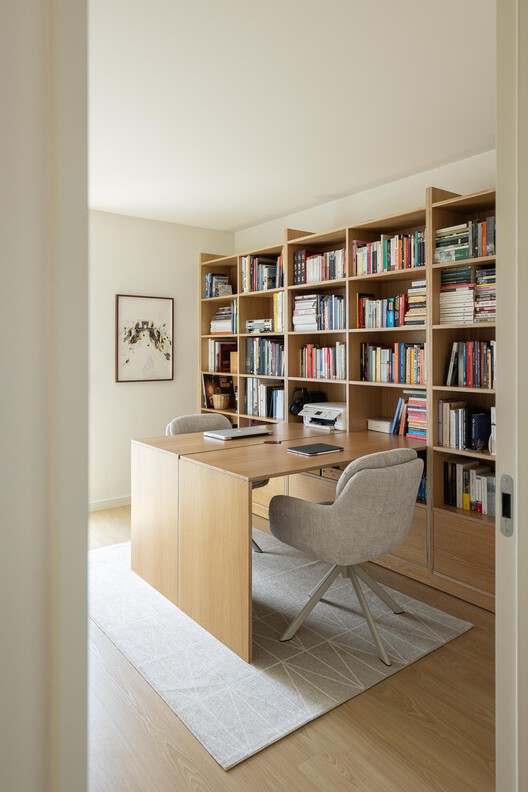 Costa Cabral Building / ATA - Atelier Tiago Antero + ENTRETEMPOS - Interior Photography, Closet, Shelving, Wood, Table, Chair