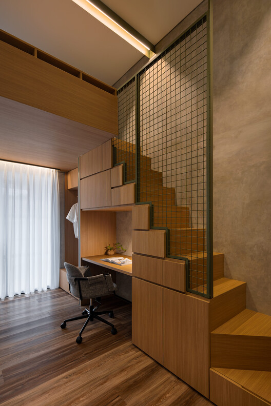 Mic(r)oLiving House / PSA Studio Mic(r)oLiving House / PSA Studio - Interior Photography, Wood, Lighting, Stairs, Chair