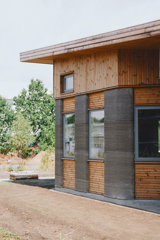 Skovsporet 3D-Printed Student Housing / SAGA Space Architects - Exterior Photography, Wood
