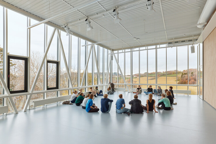Levanger Creative Building / Incube Architecture + Praksis Arkitekter - Interior Photography, Higher Education, Stairs, Beam