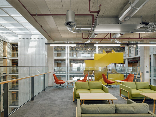 Temple Quarter Enterprise Campus / Feilden Clegg Bradley Studios Temple Quarter Enterprise Campus / Feilden Clegg Bradley Studios - Interior Photography, Living Room, Lighting, Chair, Shelving, Glass