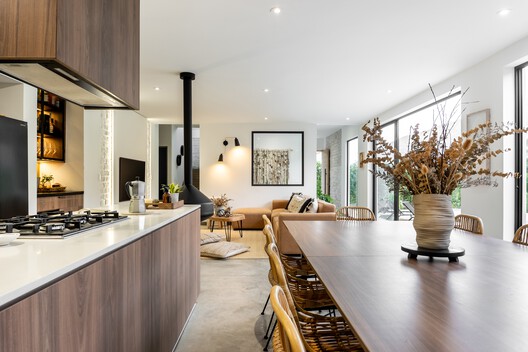 Berna House / Hiro Arquitectos - Interior Photography, Kitchen, Wood, Countertop, Table, Chair, Door