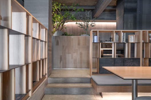 Jordnära Cafe & PHOMI Showroom / Ady Putra Architect Design Firm - Interior Photography, Shelving, Wood, Lighting