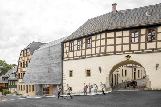 Mother of Pearl Experience Museum Adorf-Vogtland / Schulz und Schulz Mother of Pearl Experience Museum Adorf-Vogtland / Schulz und Schulz - Exterior Photography, Arch, Concrete, Arcade