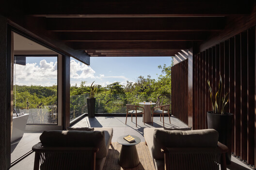 Finch Bay Hotel / Alfredo Ribadeneira Arquitectos Finch Bay Hotel / Alfredo Ribadeneira Arquitectos - Interior Photography, Living Room, Balcony, Chair, Patio, Deck