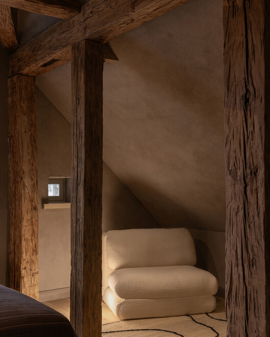 Ausma Hotel / Field Studio Ausma Hotel / Field Studio - Interior Photography, Wood, Lighting, Bedroom, Bed, Beam