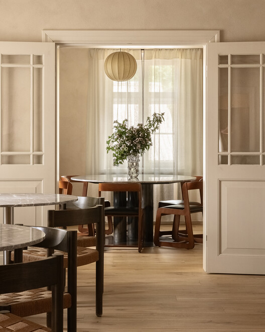 Ausma Hotel / Field Studio Ausma Hotel / Field Studio - Interior Photography, Dining room, Wood, Table, Chair, Door