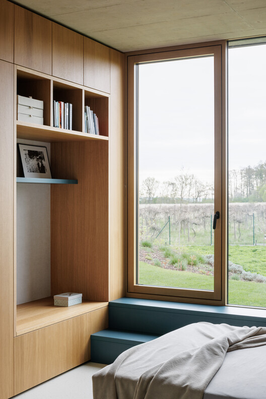 House by the Vineyard / ARCHITEKTI mikulaj & mikulajova - Interior Photography, Closet, Wood, Shelving, Bedroom, Glass, Bed