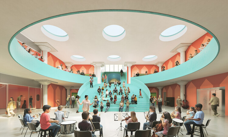 OMA / Jason Long transforma a histórica fábrica de café Folger de Houston em uma escola de música e artes - Imagem de Destaque