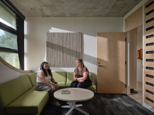 Indigenous House / Formline Architecture + Urbanism + LGA Architectural Partners Indigenous House / Formline Architecture + Urbanism + LGA Architectural Partners - Interior Photography, Living Room, Wood, Lighting, Chair
