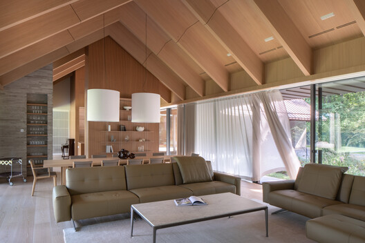 Pamiškio House / ARCHISPEKTRAS - Interior Photography, Living Room, Wood, Sofa, Lighting, Chair