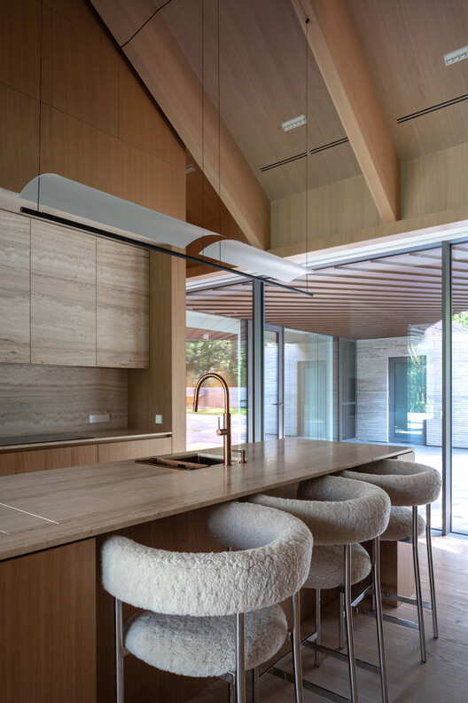 Pamiškio House / ARCHISPEKTRAS - Interior Photography, Wood, Countertop, Kitchen, Lighting, Glass, Chair