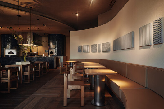 Blu Pizzeria Jeddah / movs studio Blu Pizzeria Jeddah / movs studio - Interior Photography, Dining room, Wood, Lighting, Table, Chair