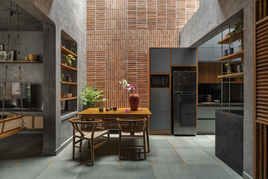Vaastavya Residence / Space Agency - Interior Photography, Kitchen, Wood, Chair